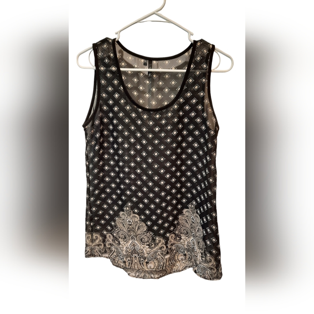 Maurices Black/White Sheer Sleeveless Blouse Small